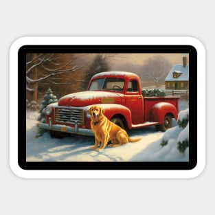 Red Truck Christmas Sticker